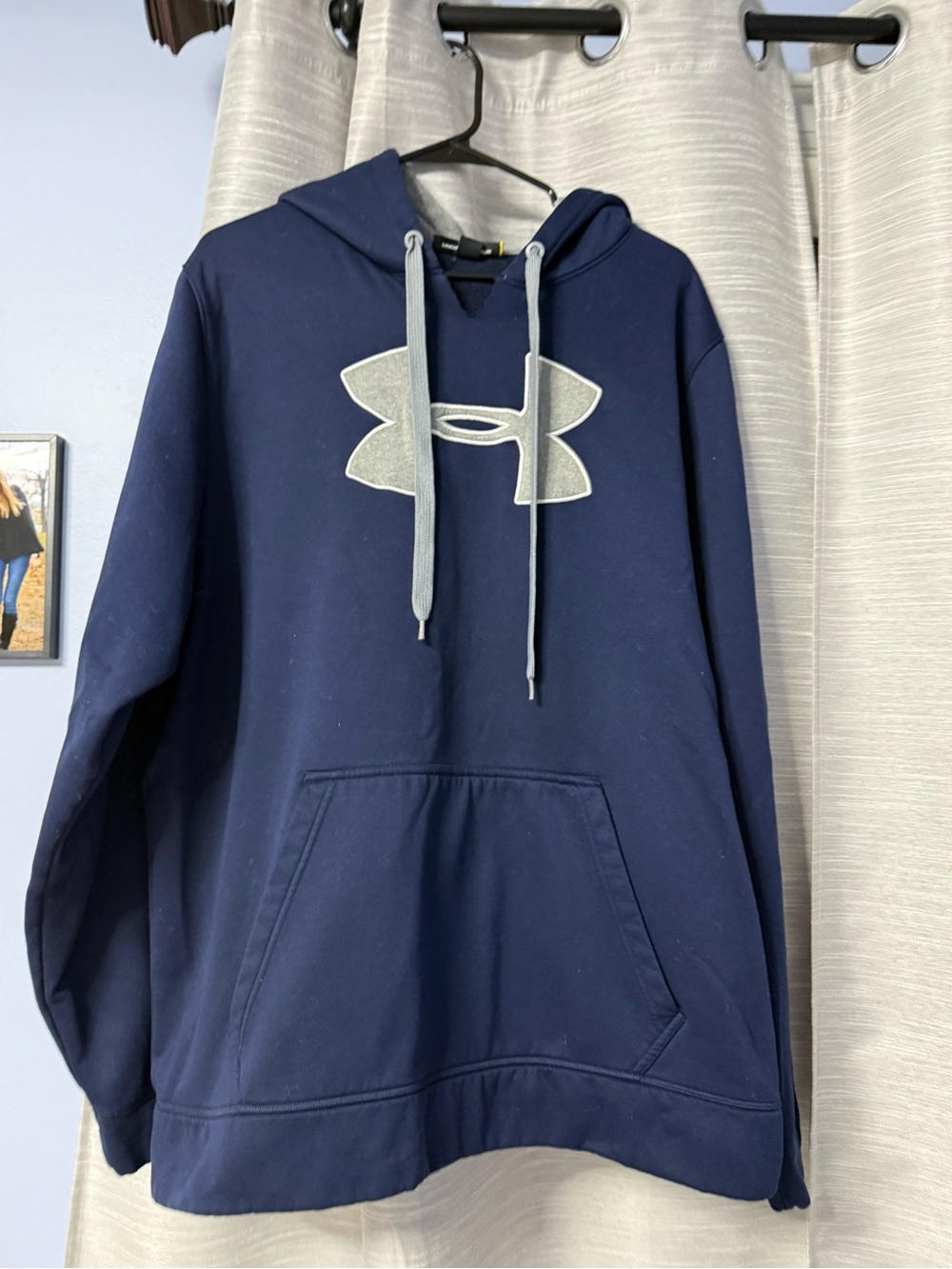Under Armour Men's Navy Zip-Up Hoodie with Light Gray Logo